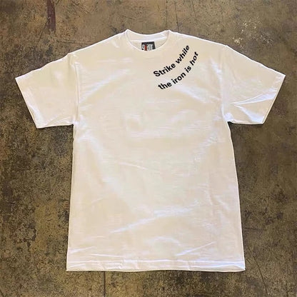 Make money to do charity 3A260g cotton double yarn! Upward Hero! Heavyweight couple woman loose short sleeve t-shirt man