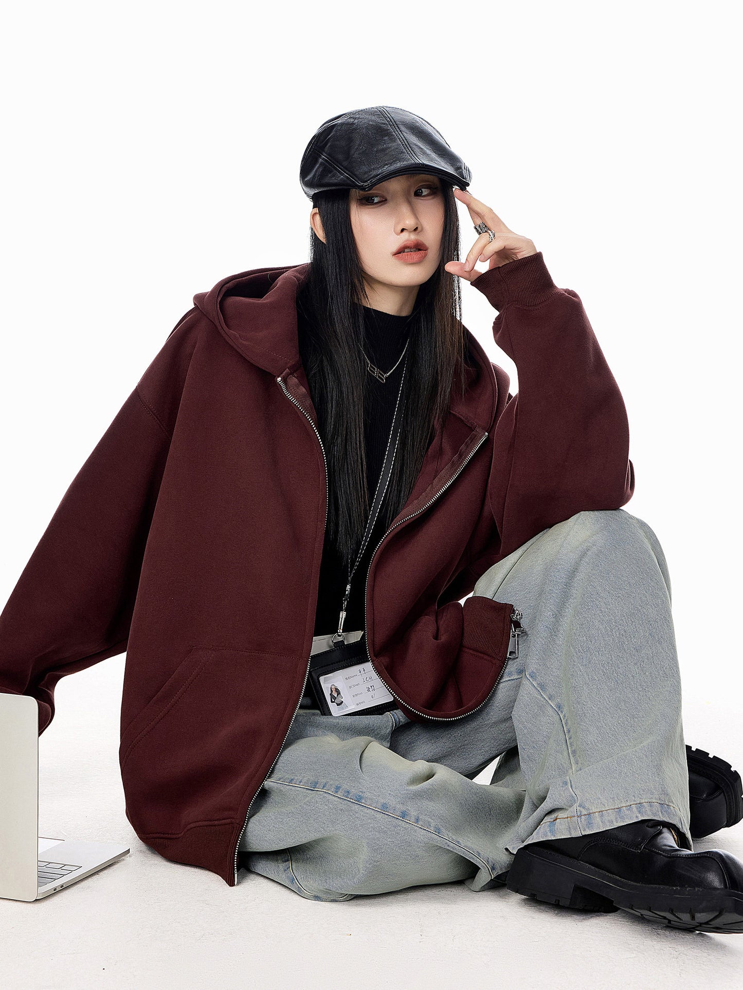 جاكيت هودي رمادي | Gray Hooded Jacket