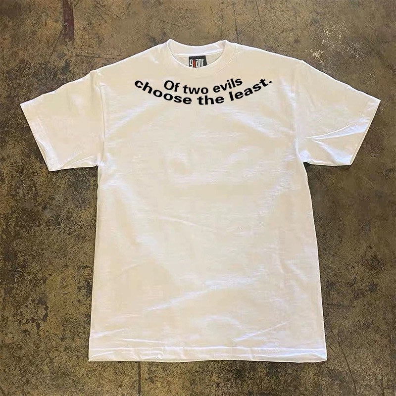 Make money for charity 3A260g pure cotton double yarn! American vintage letter men's and women's couple loose short-sleeved T-shirt
