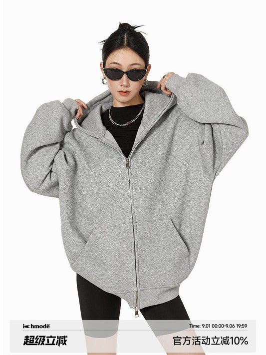 جاكيت هودي رمادي | Gray Hooded Jacket