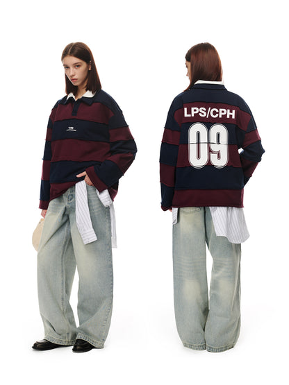 سترة بولو مبتكرة ذات لونين من لوبسون مع طبعات أمامية وخلفية فضفاضة، بأسلوب عصري متعدد الاستخدامات وموحد الجنس