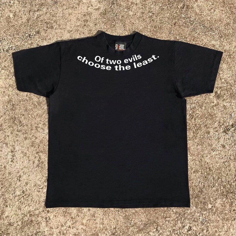 Make money for charity 3A260g pure cotton double yarn! American vintage letter men's and women's couple loose short-sleeved T-shirt